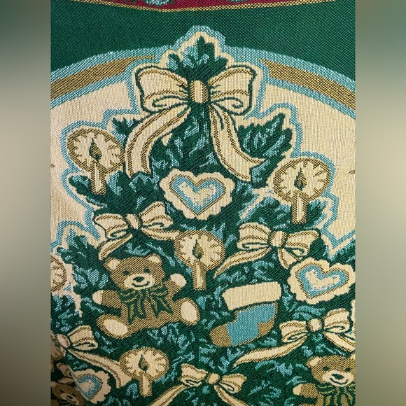 Northwest Company Christmas Tree Tapestry Throw Blanket Teddy Bears Bows Hearts - Picture 2 of 9